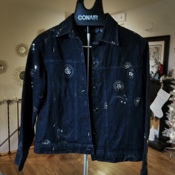 Tantrums Jackets & Blazers - Tantrums sequin & embroidered jean jacket